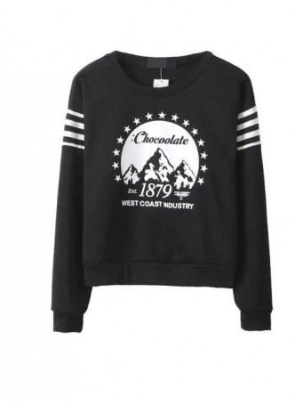 Black Long Sleeve 1879 Print Sweatshirt